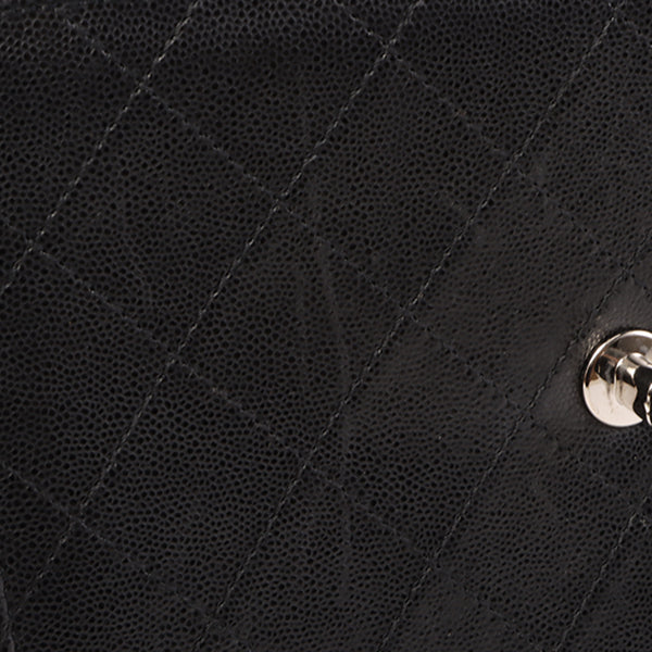 CHANEL Around 1998 Made Soft Caviar Skin Turn-Lock Top Handle Bag Black