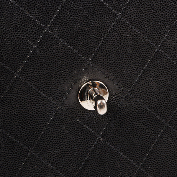 CHANEL Around 1998 Made Soft Caviar Skin Turn-Lock Top Handle Bag Black