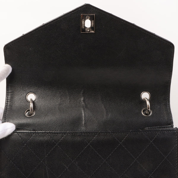 CHANEL Around 1998 Made Soft Caviar Skin Turn-Lock Top Handle Bag Black