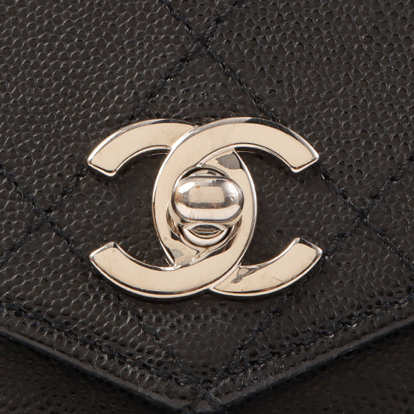 CHANEL Around 1998 Made Soft Caviar Skin Turn-Lock Top Handle Bag Black