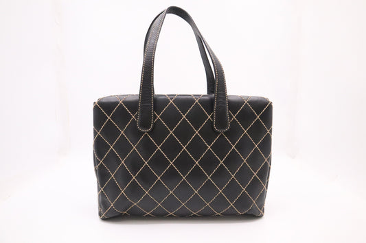 Chanel Large Surpique Tote in Black Leather