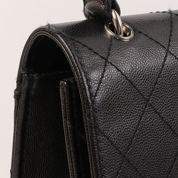 CHANEL Around 1998 Made Soft Caviar Skin Turn-Lock Top Handle Bag Black