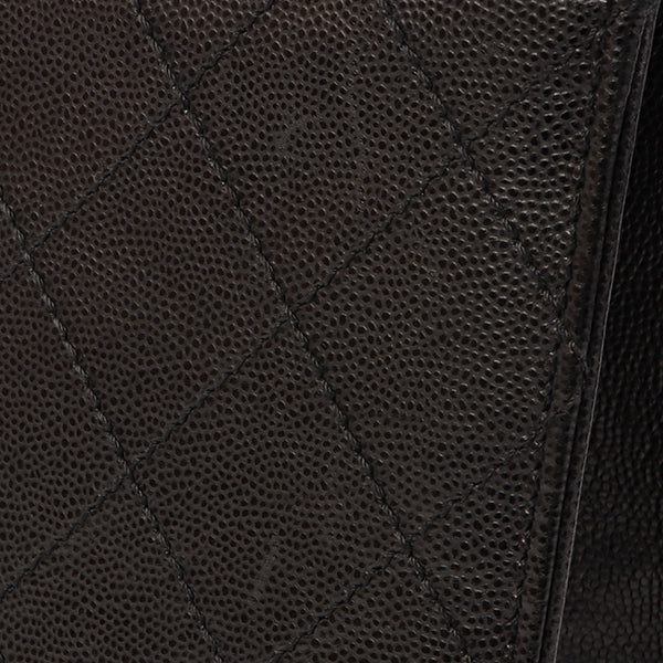 CHANEL Around 1998 Made Soft Caviar Skin Turn-Lock Top Handle Bag Black