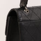 CHANEL Around 1998 Made Soft Caviar Skin Turn-Lock Top Handle Bag Black