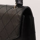 CHANEL Around 1998 Made Soft Caviar Skin Turn-Lock Top Handle Bag Black
