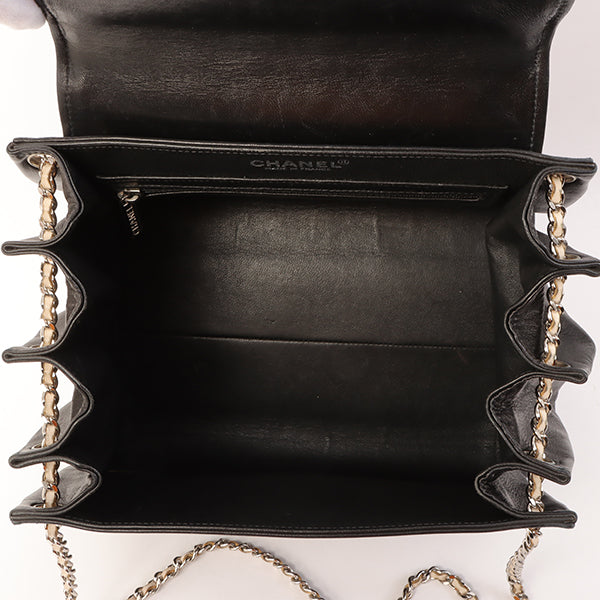 Chanel Around 2001 Made Patent Leather Comby Chocobar 2.55 Chain Bag Beige/Black