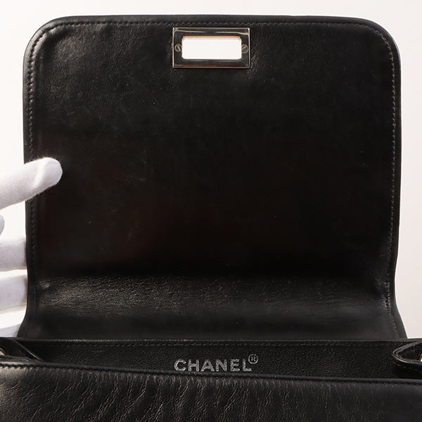 Chanel Around 2001 Made Patent Leather Comby Chocobar 2.55 Chain Bag Beige/Black