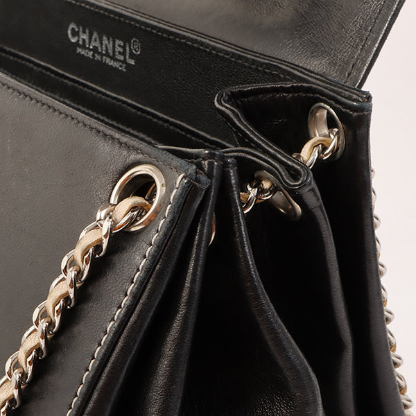 Chanel Around 2001 Made Patent Leather Comby Chocobar 2.55 Chain Bag Beige/Black