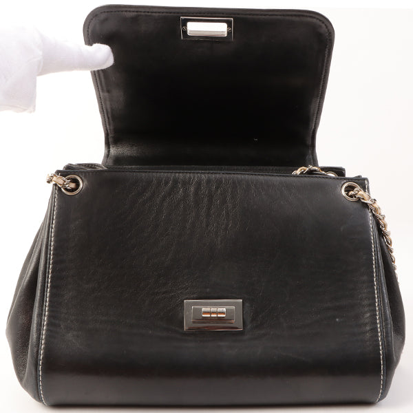 Chanel Around 2001 Made Patent Leather Comby Chocobar 2.55 Chain Bag Beige/Black