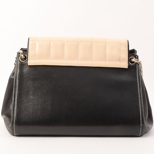 Chanel Around 2001 Made Patent Leather Comby Chocobar 2.55 Chain Bag Beige/Black