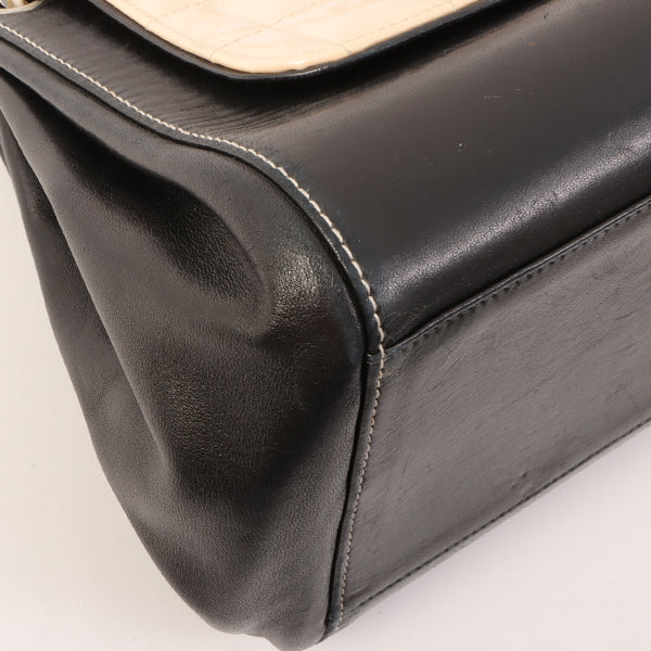 Chanel Around 2001 Made Patent Leather Comby Chocobar 2.55 Chain Bag Beige/Black