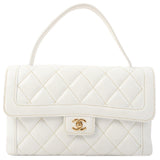Chanel Around 2005 Made Wild Stitch Turn-Lock Top Handle Bag White