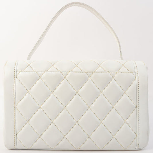 Chanel Around 2005 Made Wild Stitch Turn-Lock Top Handle Bag White