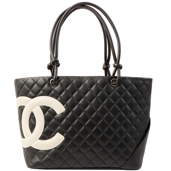 Chanel Around 2004 Made Cambon Tote Bag Black/White