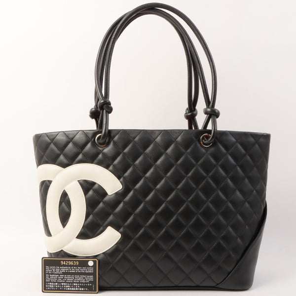 Chanel Around 2004 Made Cambon Tote Bag Black/White