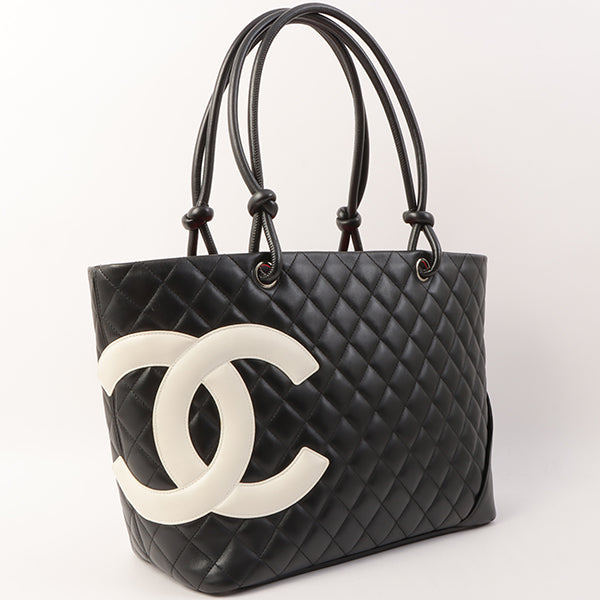 Chanel Around 2004 Made Cambon Tote Bag Black/White