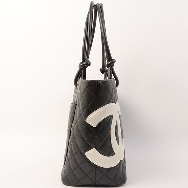 Chanel Around 2004 Made Cambon Tote Bag Black/White