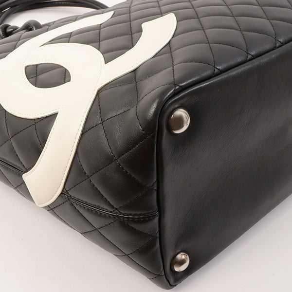 Chanel Around 2004 Made Cambon Tote Bag Black/White