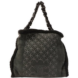 Chanel Around 2005 Made Mouton Cc Mark Stitch Shoulder Bag Black