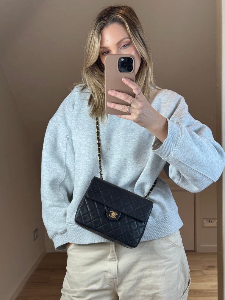 Chanel   Black Small Square Classic Flap with 24k gold plated hardware