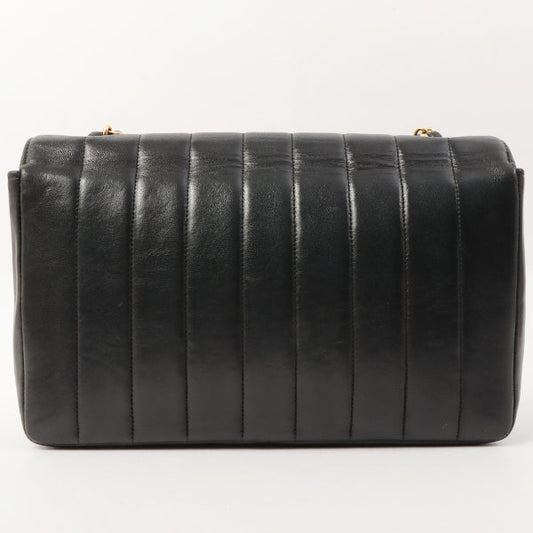 Chanel Around 1995 Made Mademoiselle Stitch Turn-Lock Chain Bag Black