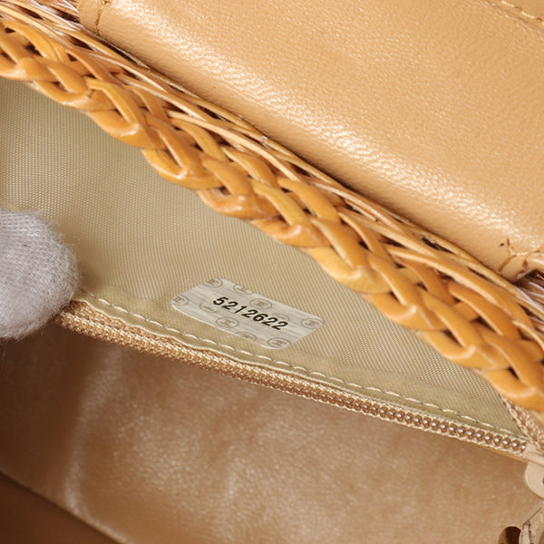 Chanel Around 1998 Made Rattanturn-Lock Basket Chain Bag Beige