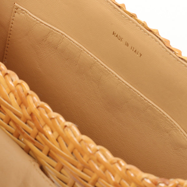 Chanel Around 1998 Made Rattanturn-Lock Basket Chain Bag Beige
