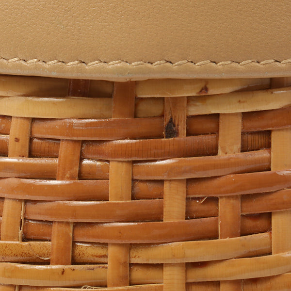 Chanel Around 1998 Made Rattanturn-Lock Basket Chain Bag Beige