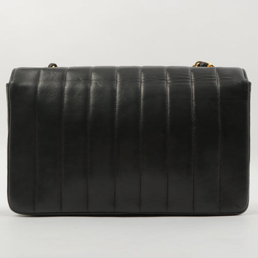 Chanel Around 1998 Made Mademoiselle Stitch Turn-Lock Chain Bag Black