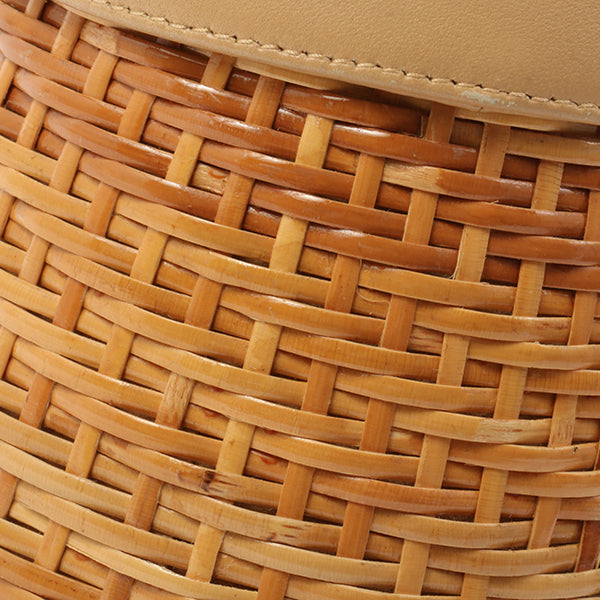 Chanel Around 1998 Made Rattanturn-Lock Basket Chain Bag Beige