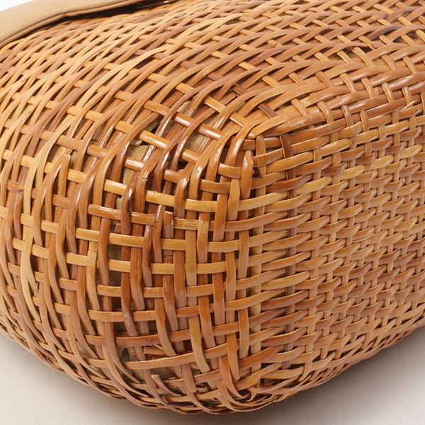 Chanel Around 1998 Made Rattanturn-Lock Basket Chain Bag Beige