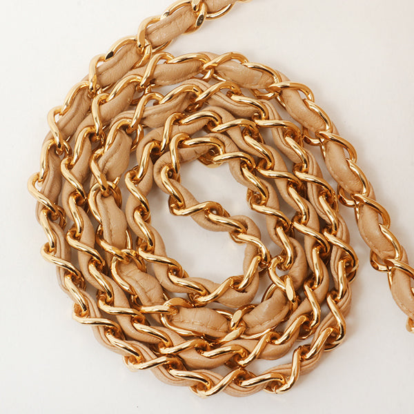 Chanel Around 1998 Made Rattanturn-Lock Basket Chain Bag Beige