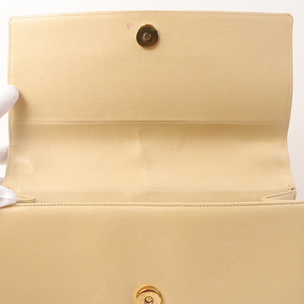 Chanel Around 1997 Made Cc Mark Stitch Logo Chain Top Handle Bag Beige