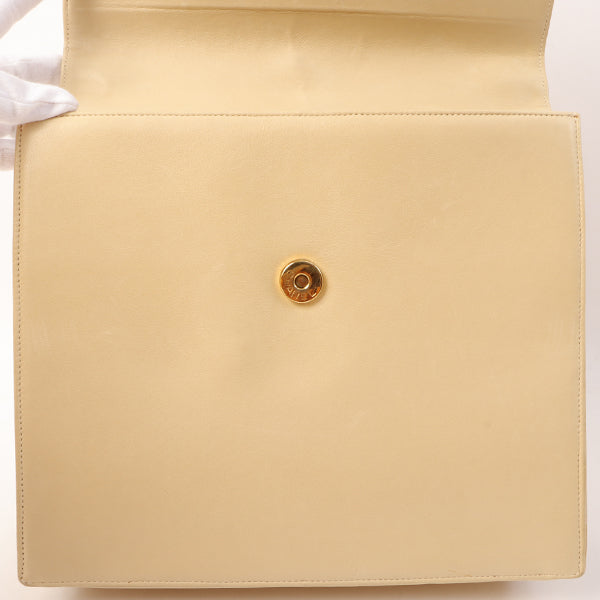 Chanel Around 1997 Made Cc Mark Stitch Logo Chain Top Handle Bag Beige