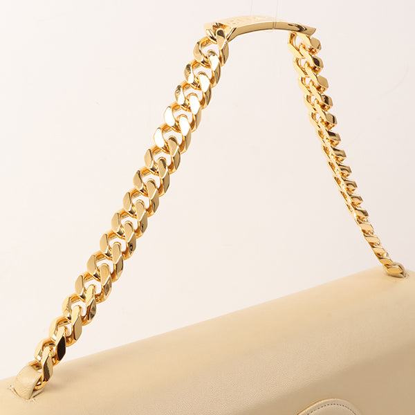 Chanel Around 1997 Made Cc Mark Stitch Logo Chain Top Handle Bag Beige