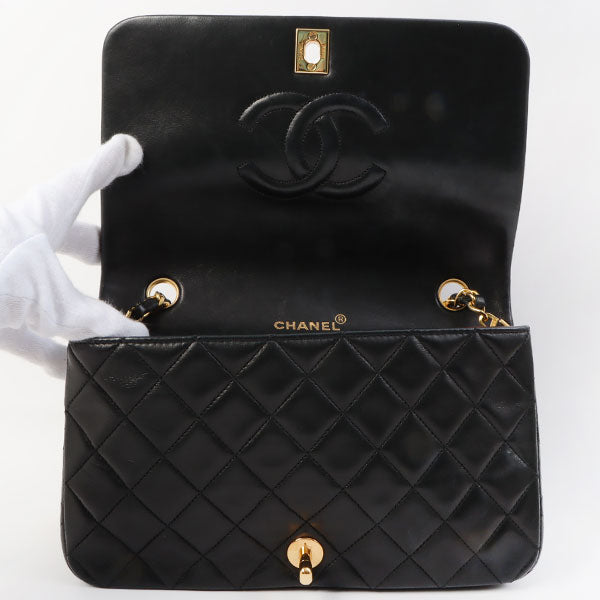 Chanel Around 1990 Made Full Flap Chain Bag 23Cm Black