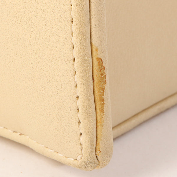 Chanel Around 1997 Made Cc Mark Stitch Logo Chain Top Handle Bag Beige