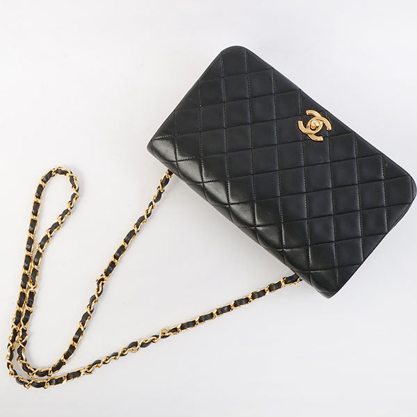 Chanel Around 1990 Made Full Flap Chain Bag 23Cm Black