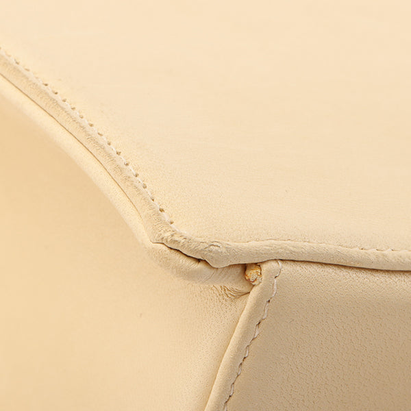 Chanel Around 1997 Made Cc Mark Stitch Logo Chain Top Handle Bag Beige