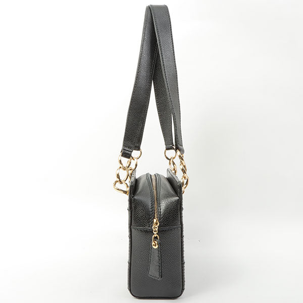 Chanel Around 2002 Made Turn-Lock Choco Bar Shoulder Bag Black