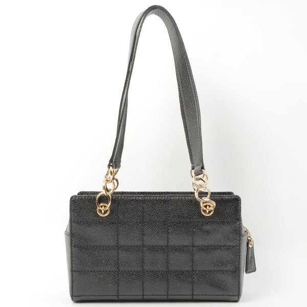 Chanel Around 2002 Made Turn-Lock Choco Bar Shoulder Bag Black