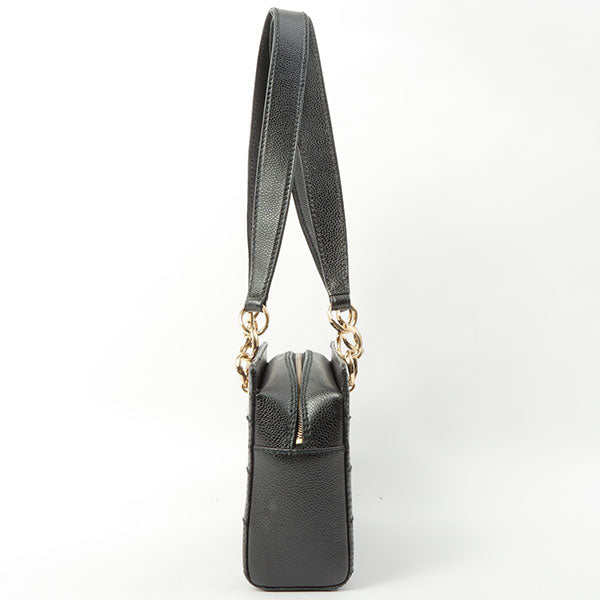 Chanel Around 2002 Made Turn-Lock Choco Bar Shoulder Bag Black
