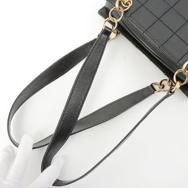 Chanel Around 2002 Made Turn-Lock Choco Bar Shoulder Bag Black