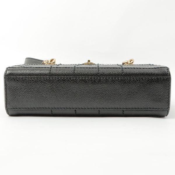 Chanel Around 2002 Made Turn-Lock Choco Bar Shoulder Bag Black