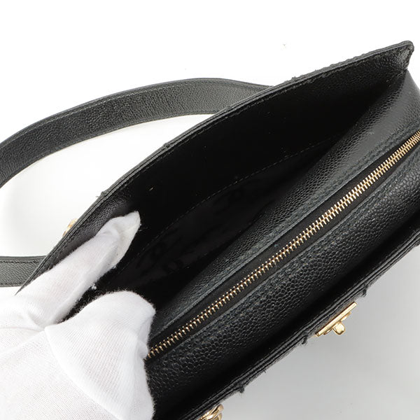 Chanel Around 2002 Made Turn-Lock Choco Bar Shoulder Bag Black