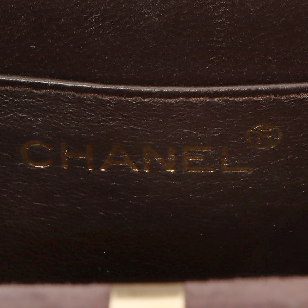 Chanel Around 1997 Made Suede Tortoiseshell Cc Mark Box Top Handle Bag Dark Brown
