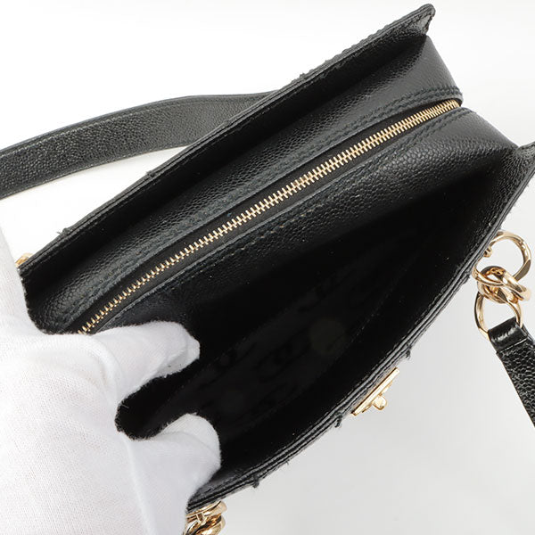Chanel Around 2002 Made Turn-Lock Choco Bar Shoulder Bag Black
