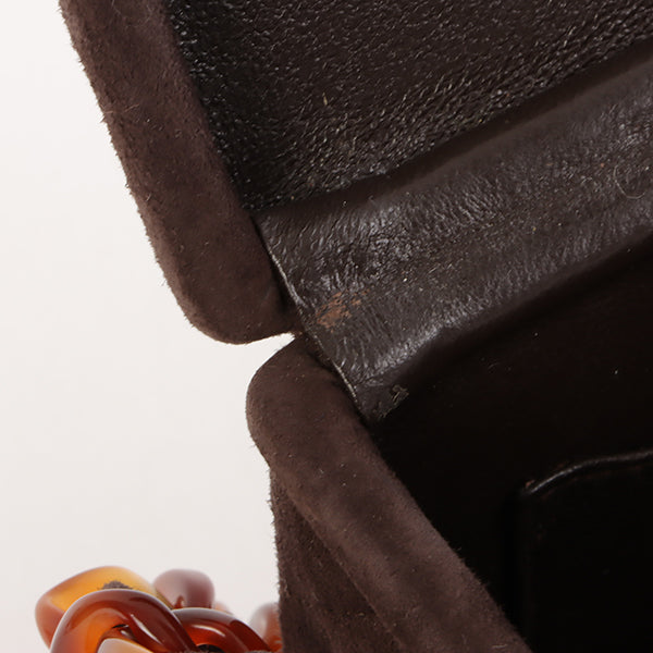 Chanel Around 1997 Made Suede Tortoiseshell Cc Mark Box Top Handle Bag Dark Brown