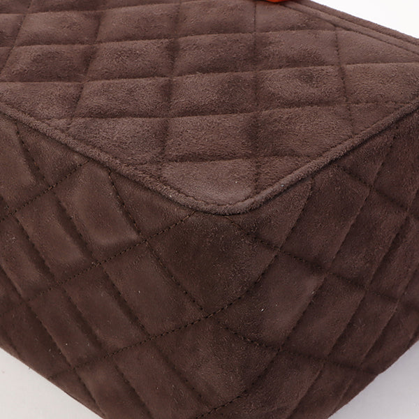Chanel Around 1997 Made Suede Tortoiseshell Cc Mark Box Top Handle Bag Dark Brown