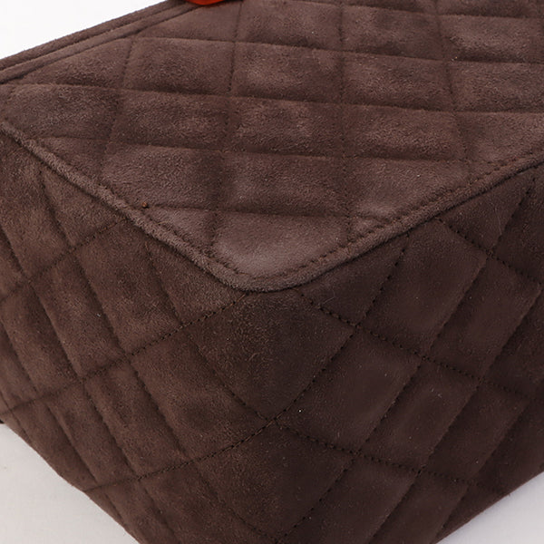 Chanel Around 1997 Made Suede Tortoiseshell Cc Mark Box Top Handle Bag Dark Brown